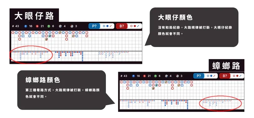 百家樂牌路：大眼仔路、蟑螂路